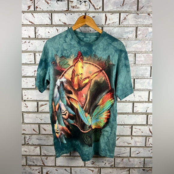 The Mountain Butterflies T-Shirt - Realistic 3D Graphic On Hand-Dyed 100% Cotton Tee
